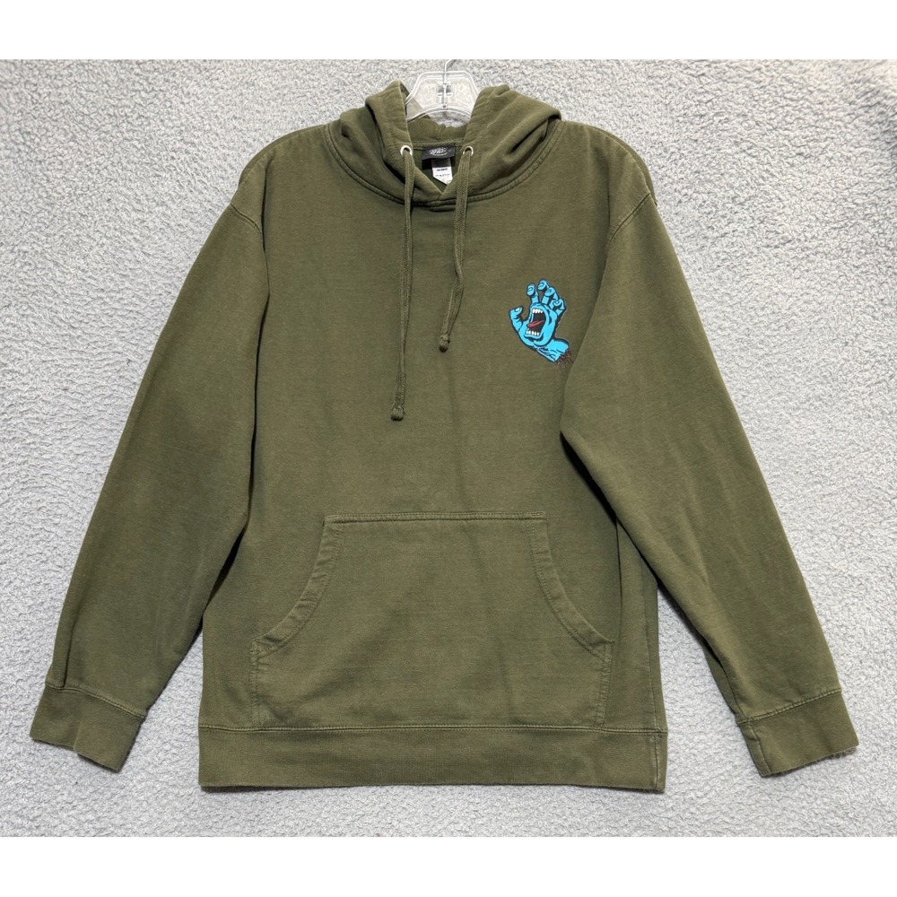 Santa Cruz Skateboards Screaming Hand Hoodie Sweatshirt Green Mens Medium